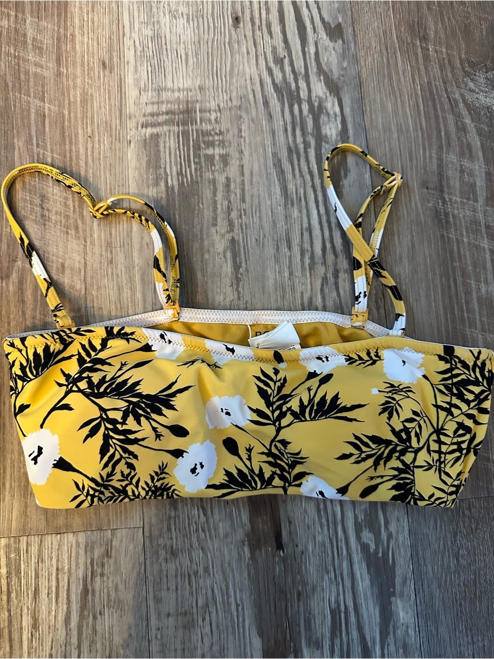 Roxy Mustard Yellow Floral Print Small Bandeau Swim Top